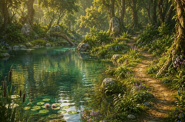 Der Waldteich im plastischen Stil